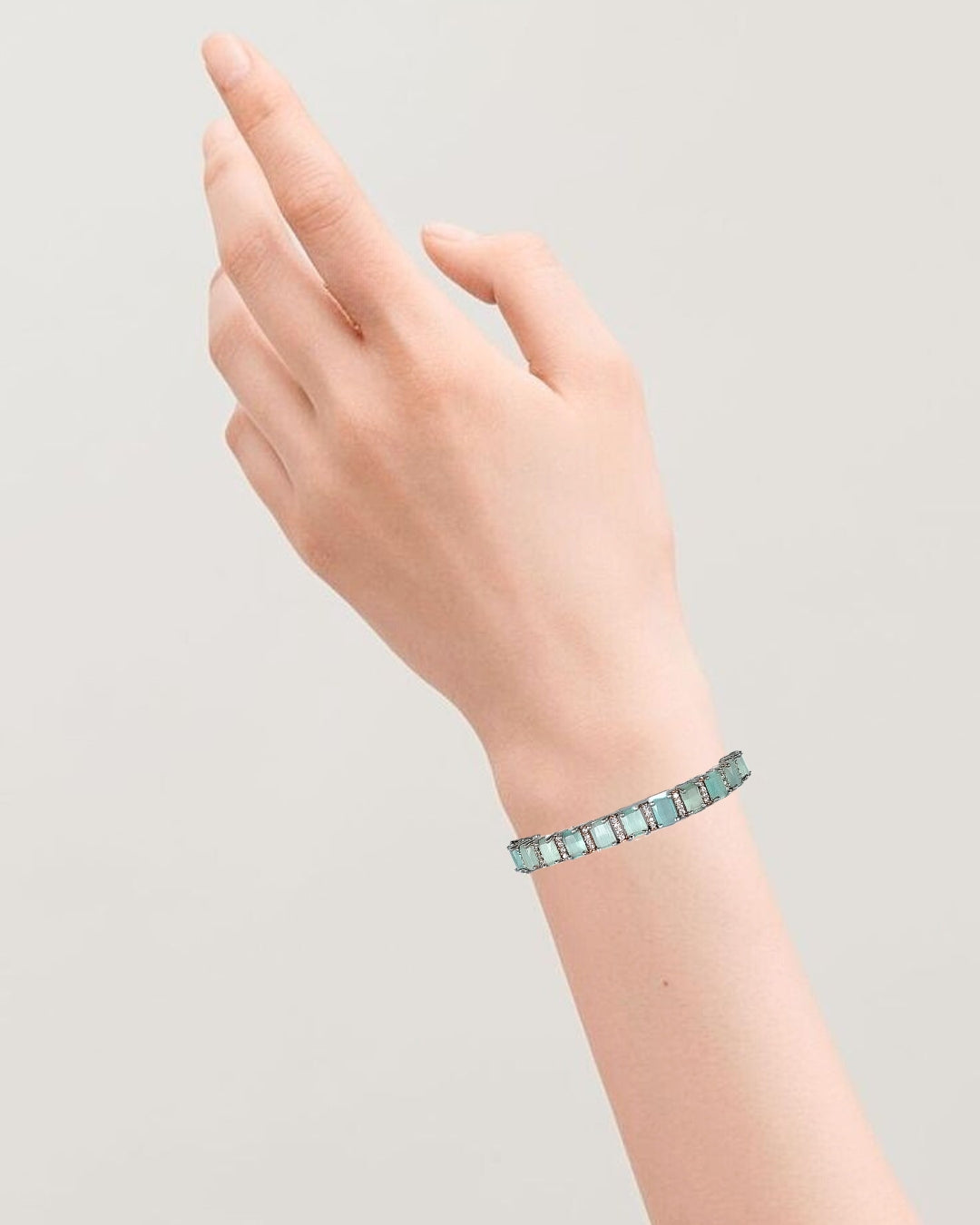 Rhodium Plated Turquoise Tennis Bracelet