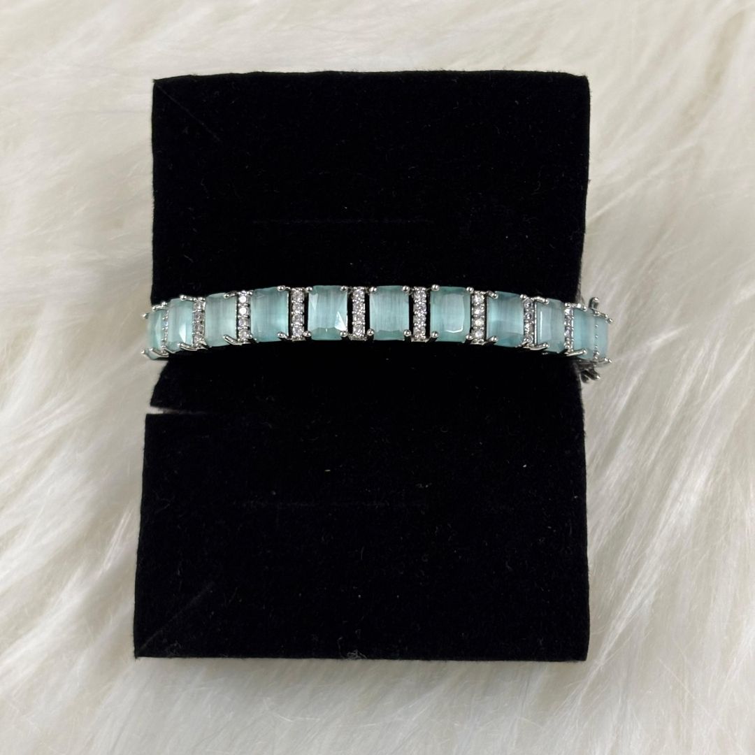 Rhodium Plated Turquoise Tennis Bracelet