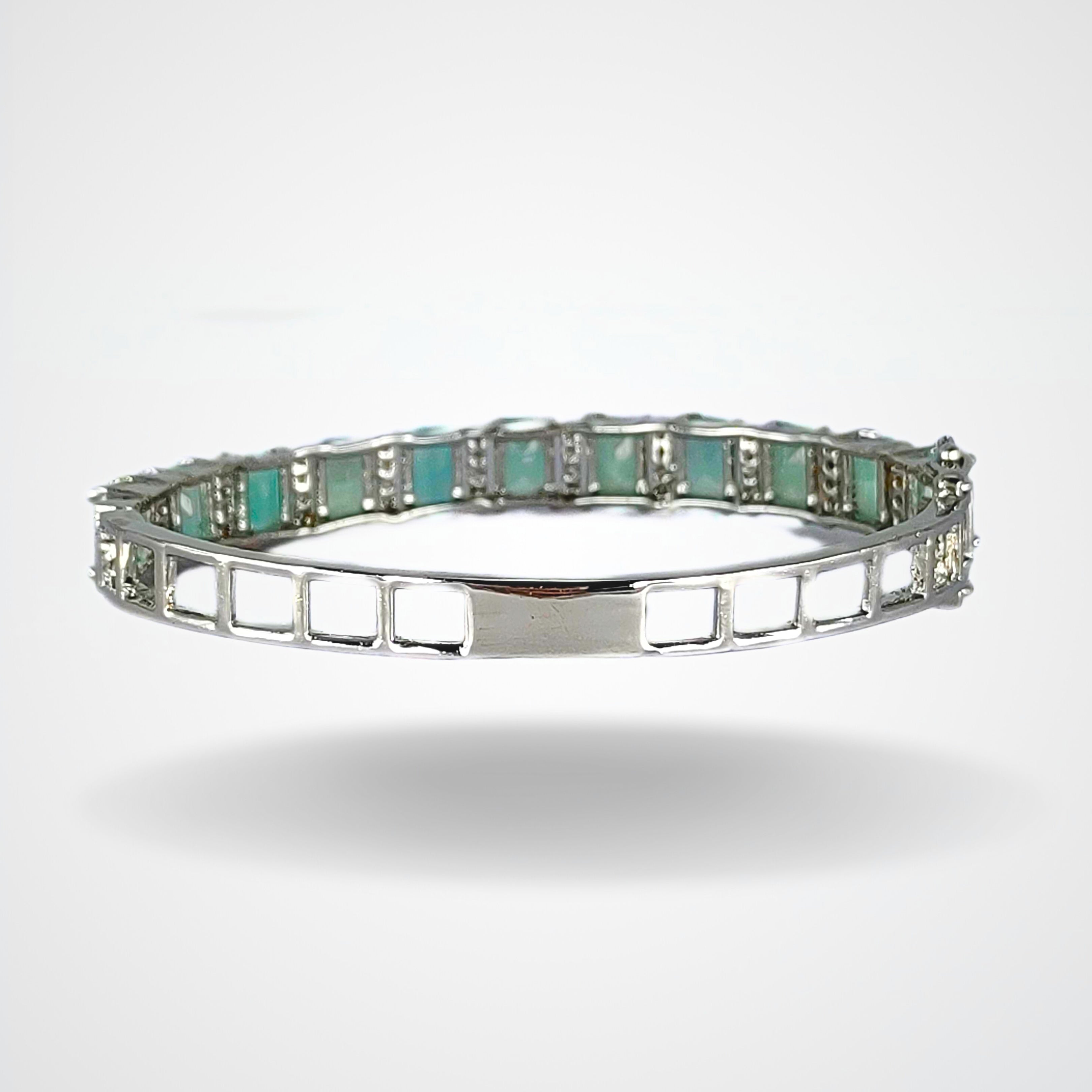 Rhodium Plated Turquoise Tennis Bracelet