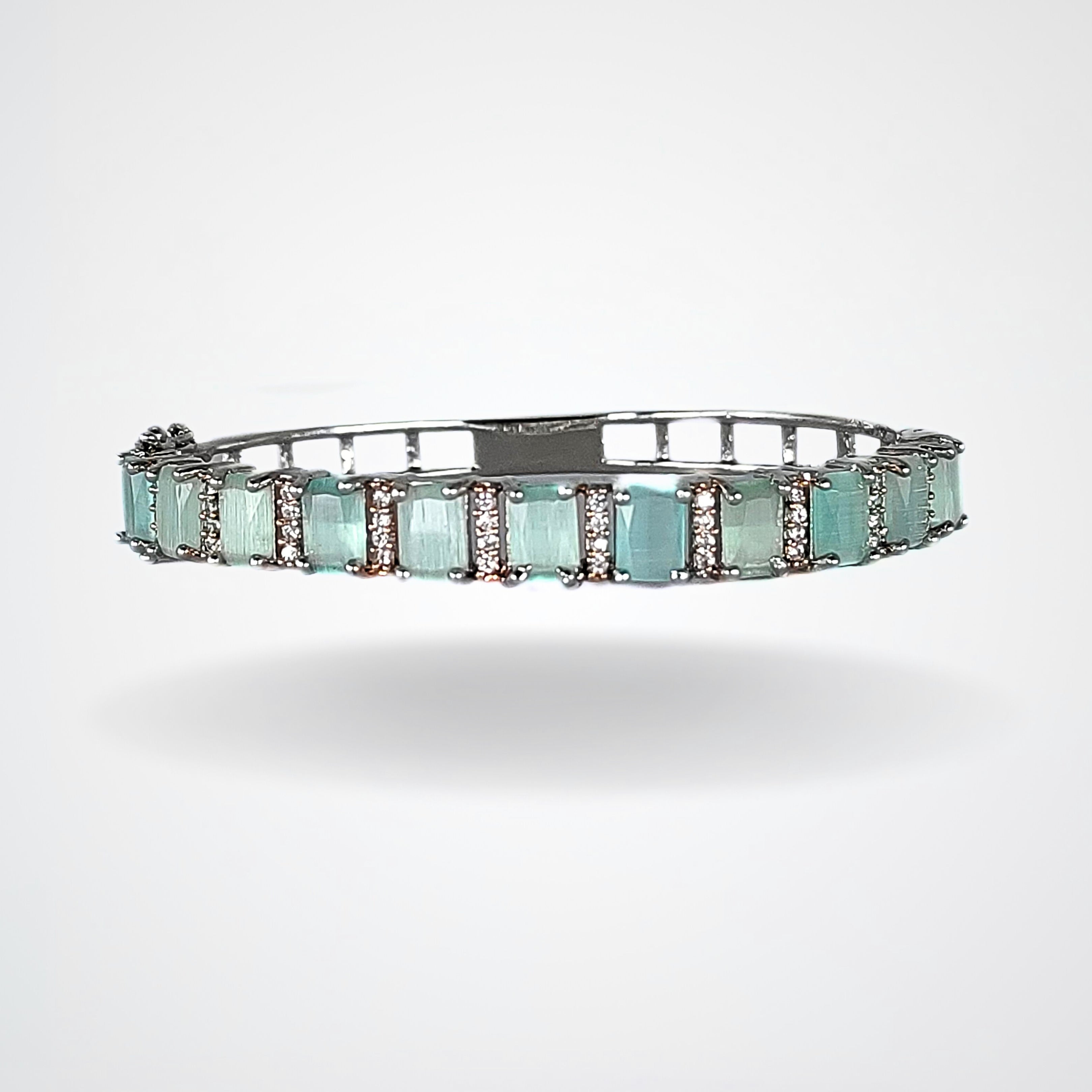 Rhodium Plated Turquoise Tennis Bracelet