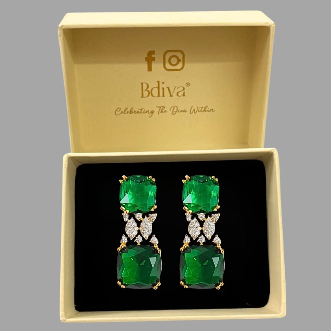 Gold Plated Green Topaz Earrings