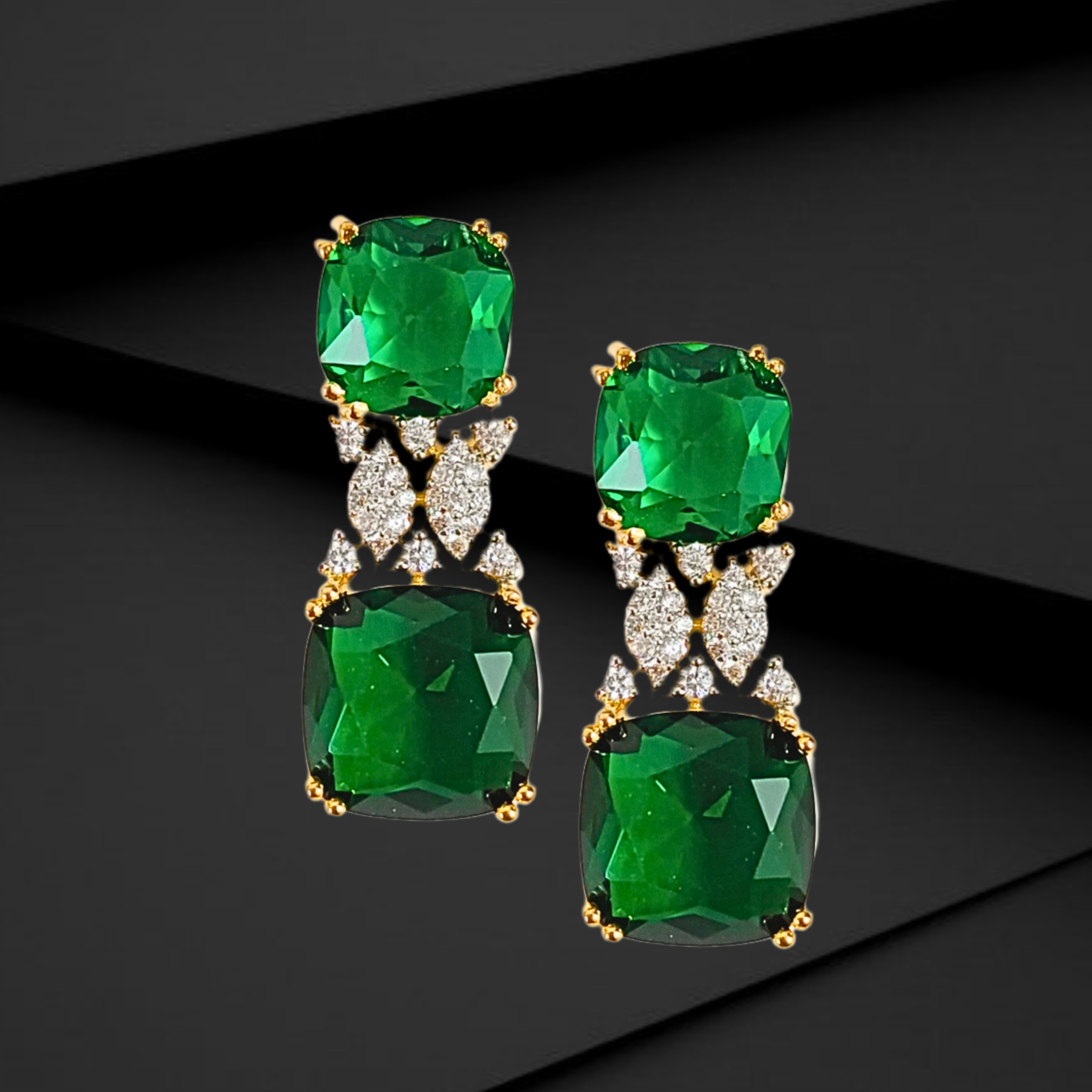 Gold Plated Green Topaz Earrings