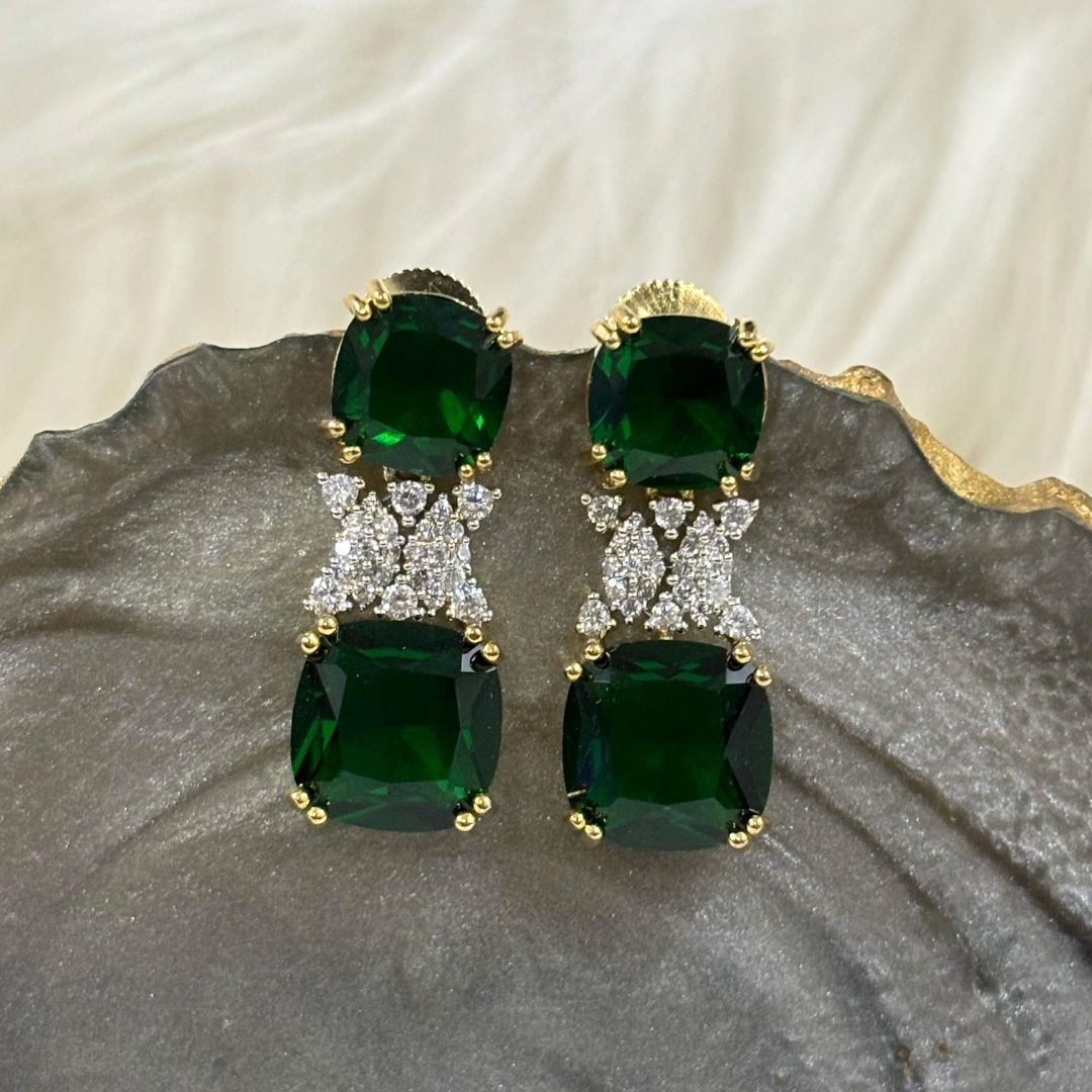 Gold Plated Green Topaz Earrings
