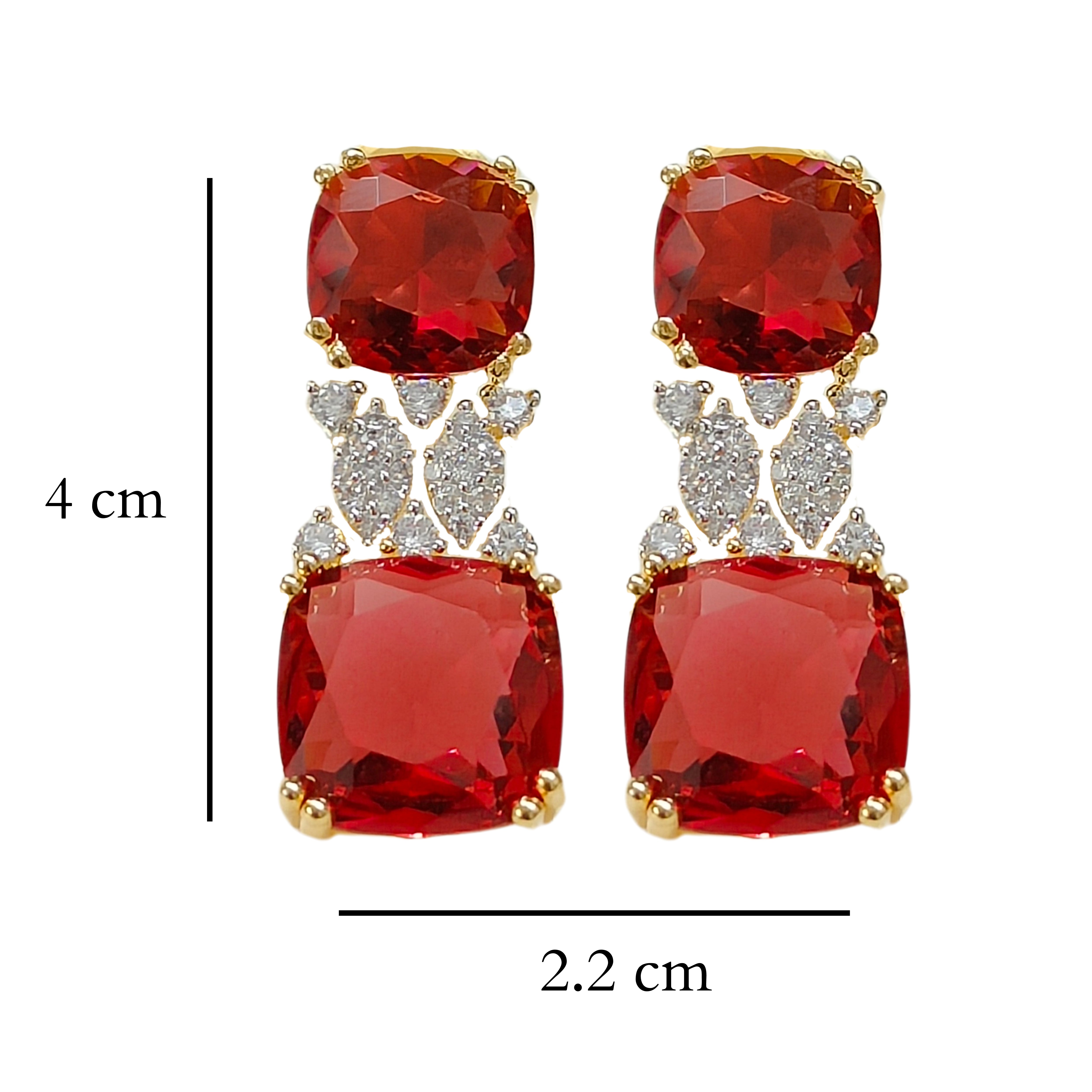 Gold Plated Red Ruby Earrings