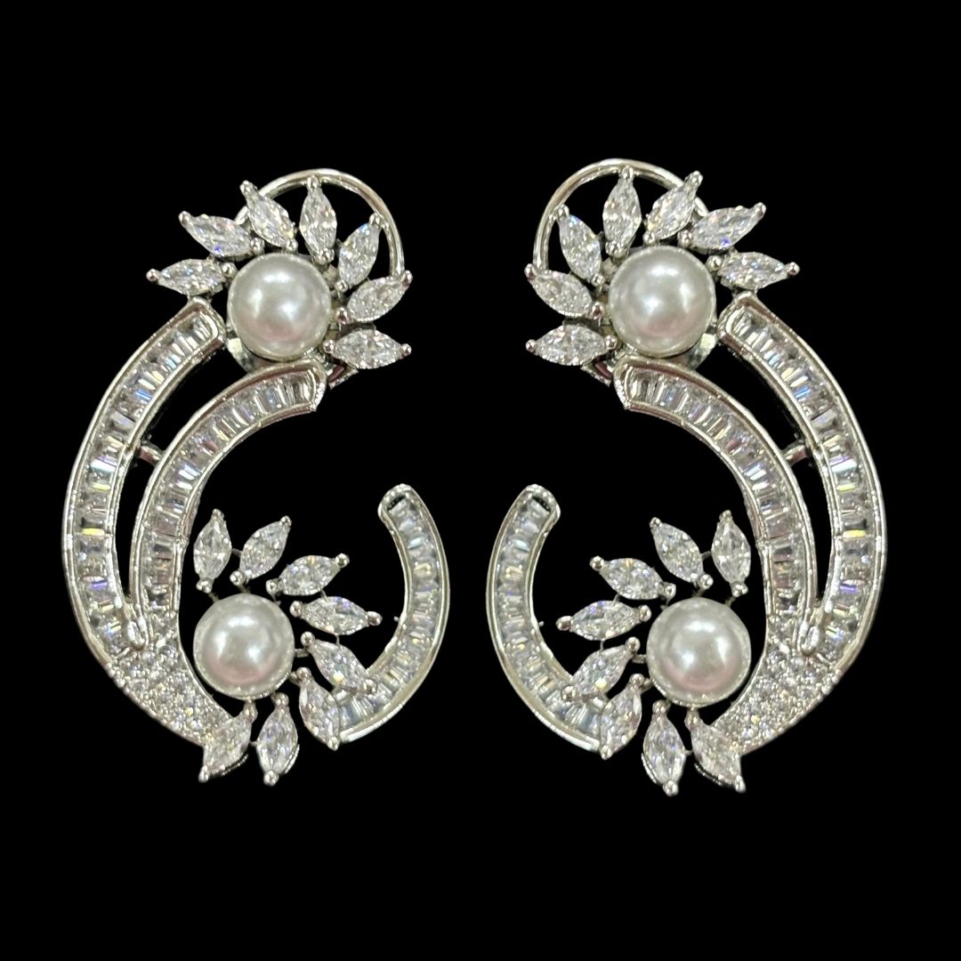 Rhodium Plated Cubic Zirconia Earring