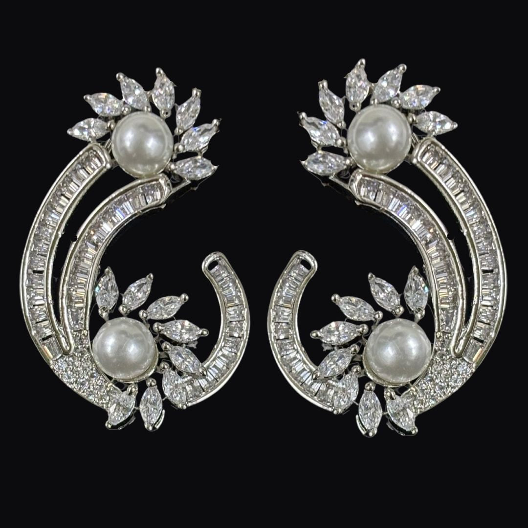 Rhodium Plated Cubic Zirconia Earring