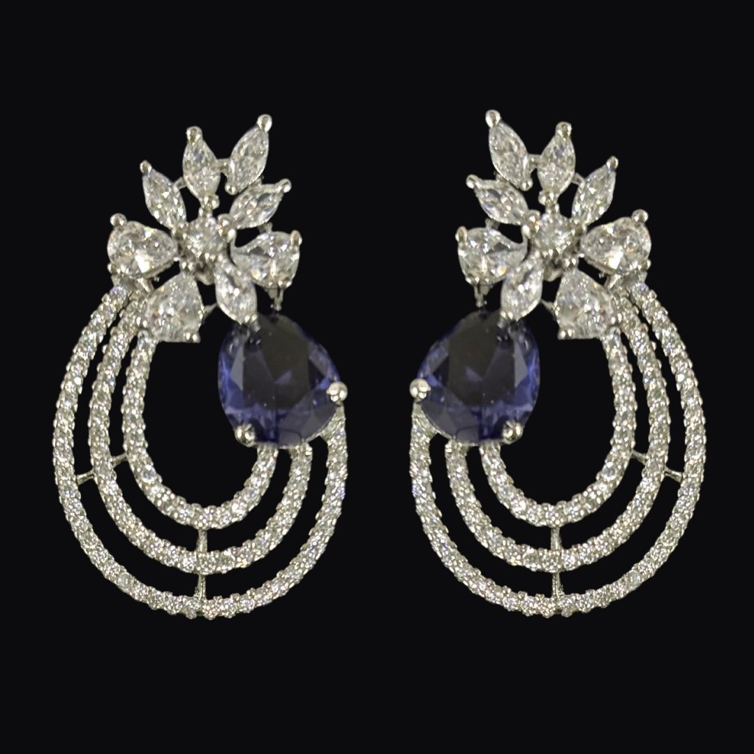Rhodium Plated Cubic Zirconia Earring