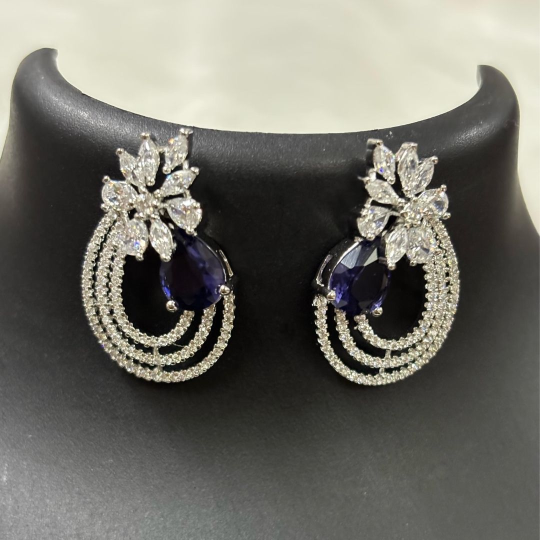 Rhodium Plated Cubic Zirconia Earring
