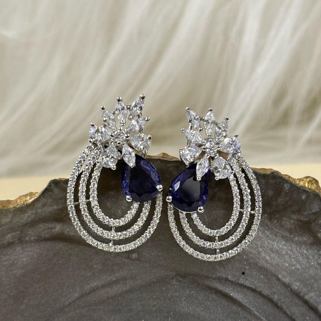 Rhodium Plated Cubic Zirconia Earring