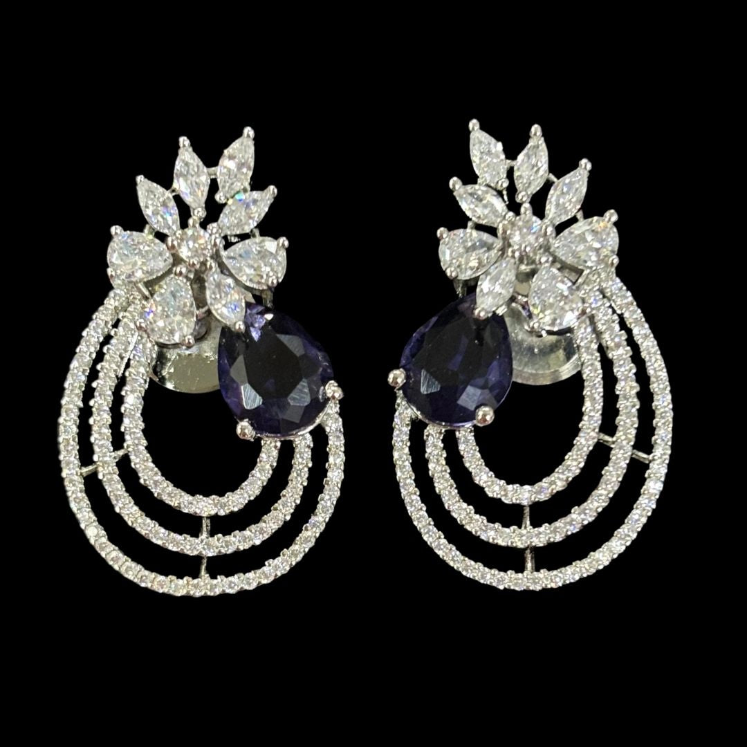 Rhodium Plated Cubic Zirconia Earring