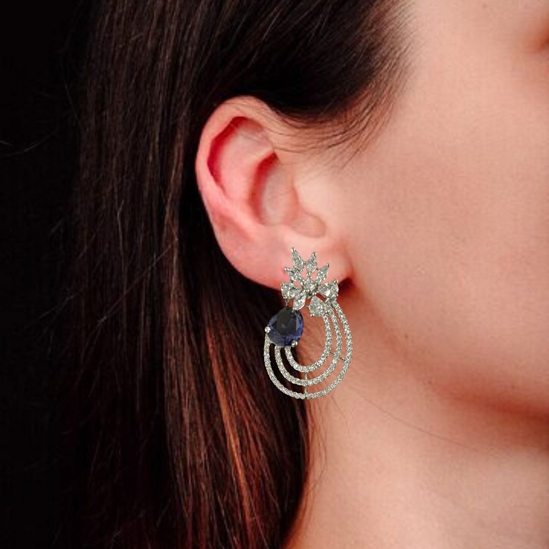 Rhodium Plated Cubic Zirconia Earring