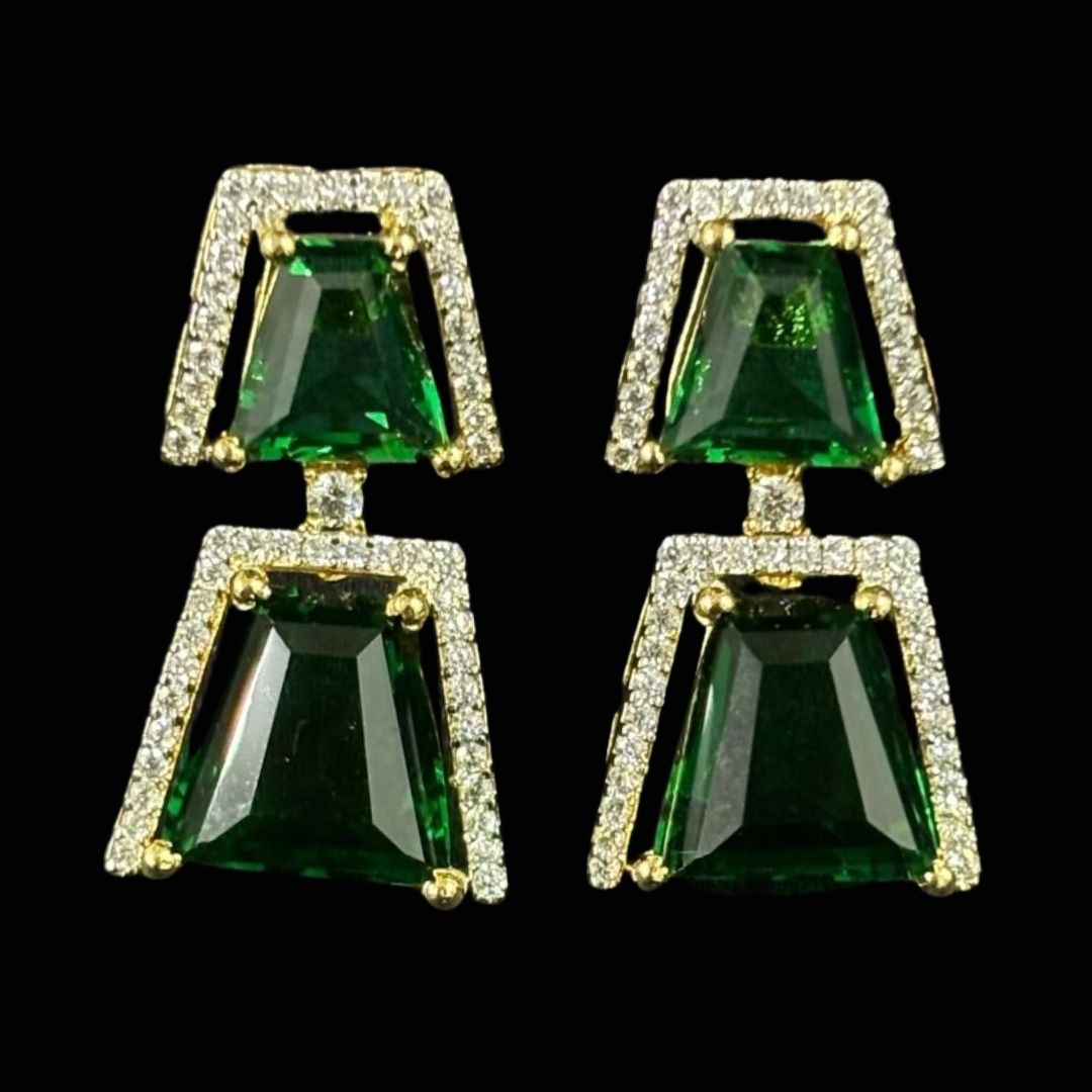 Gold Plated Green Topaz Earrings