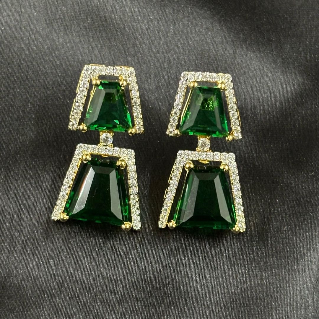 Gold Plated Green Topaz Earrings