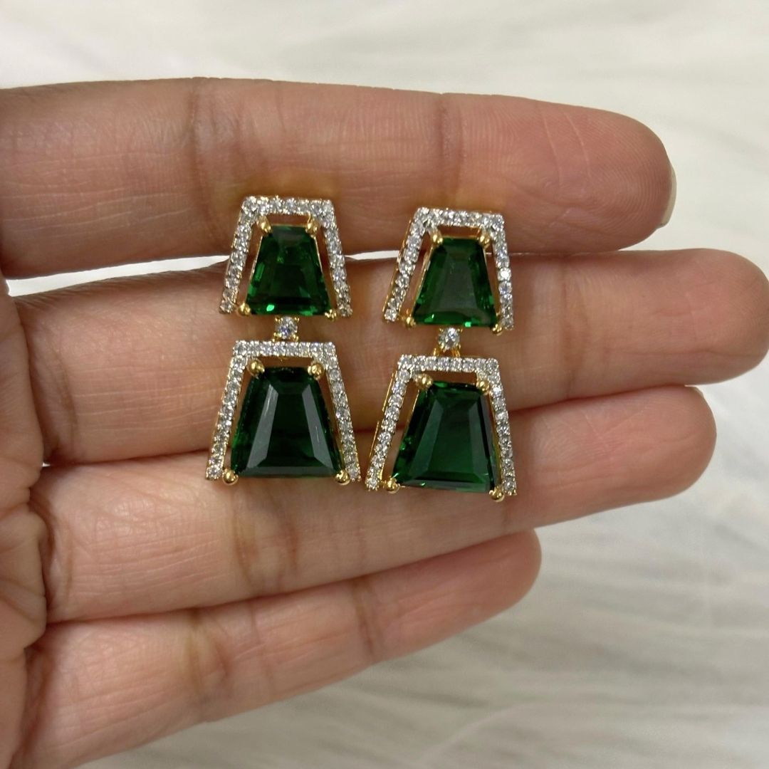 Gold Plated Green Topaz Earrings