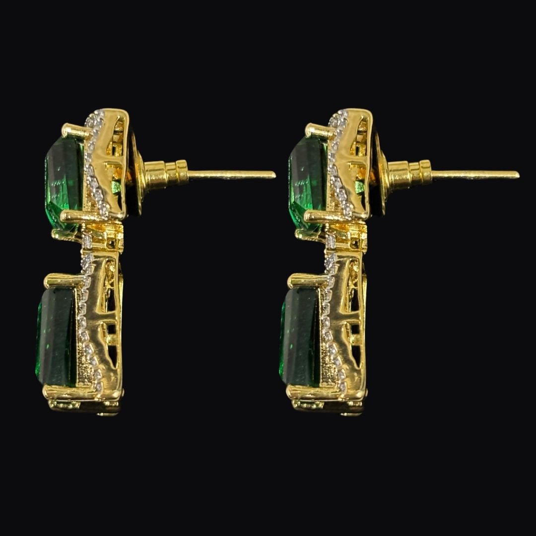 Gold Plated Green Topaz Earrings