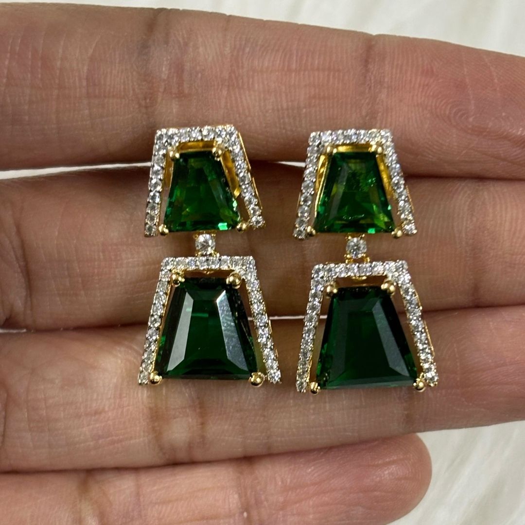 Gold Plated Green Topaz Earrings
