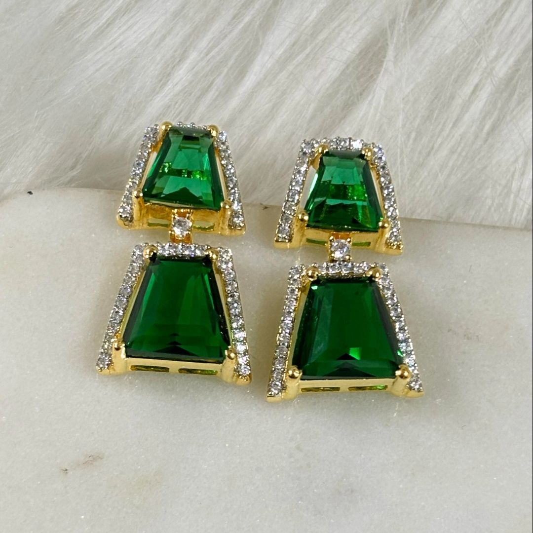 Gold Plated Green Topaz Earrings