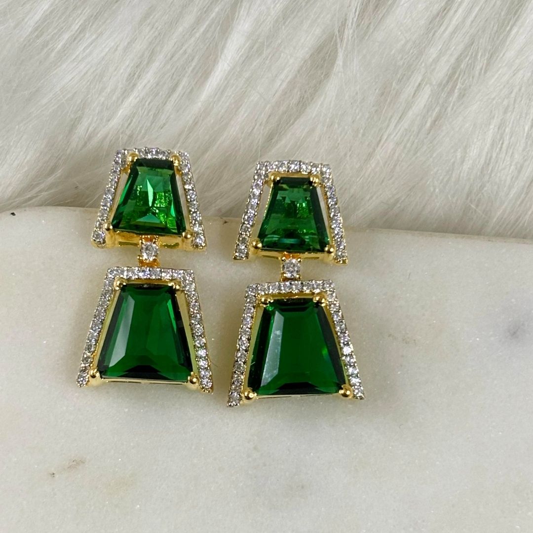 Gold Plated Green Topaz Earrings