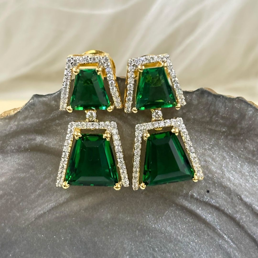 Gold Plated Green Topaz Earrings
