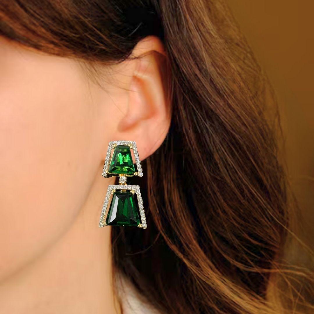 Gold Plated Green Topaz Earrings