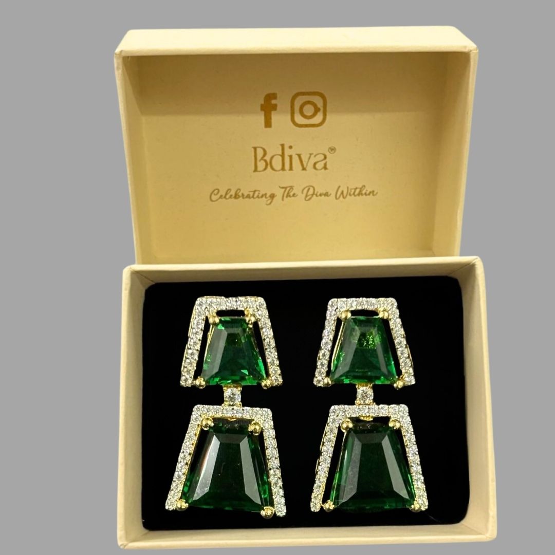 Gold Plated Green Topaz Earrings