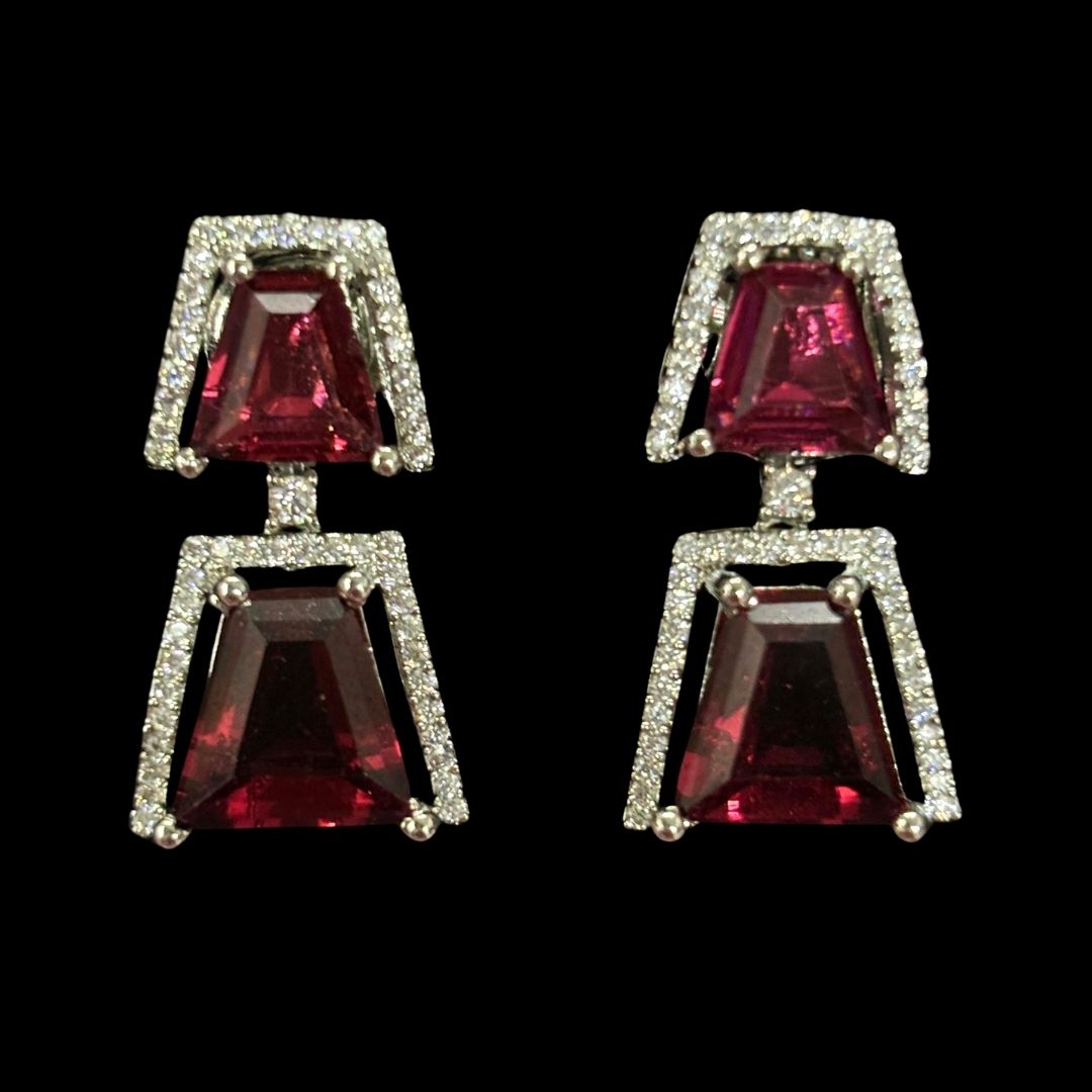 Gold Plated Red Ruby Earrings