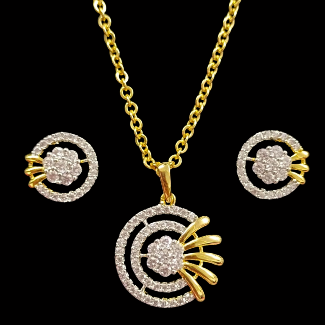 Gold Plated Cubic Zirconia Pendant Set