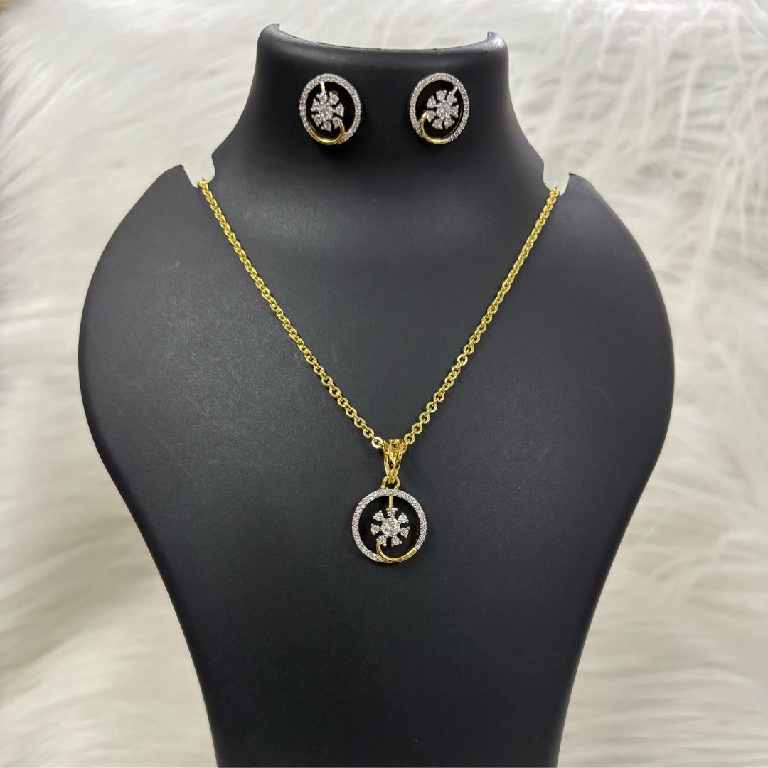 Gold Plated Cubic Zirconia Pendant Set