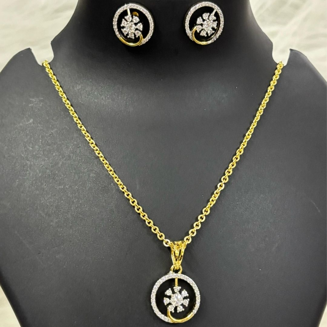 Gold Plated Cubic Zirconia Pendant Set