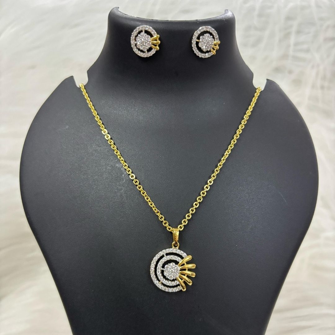 Gold Plated Cubic Zirconia Pendant Set
