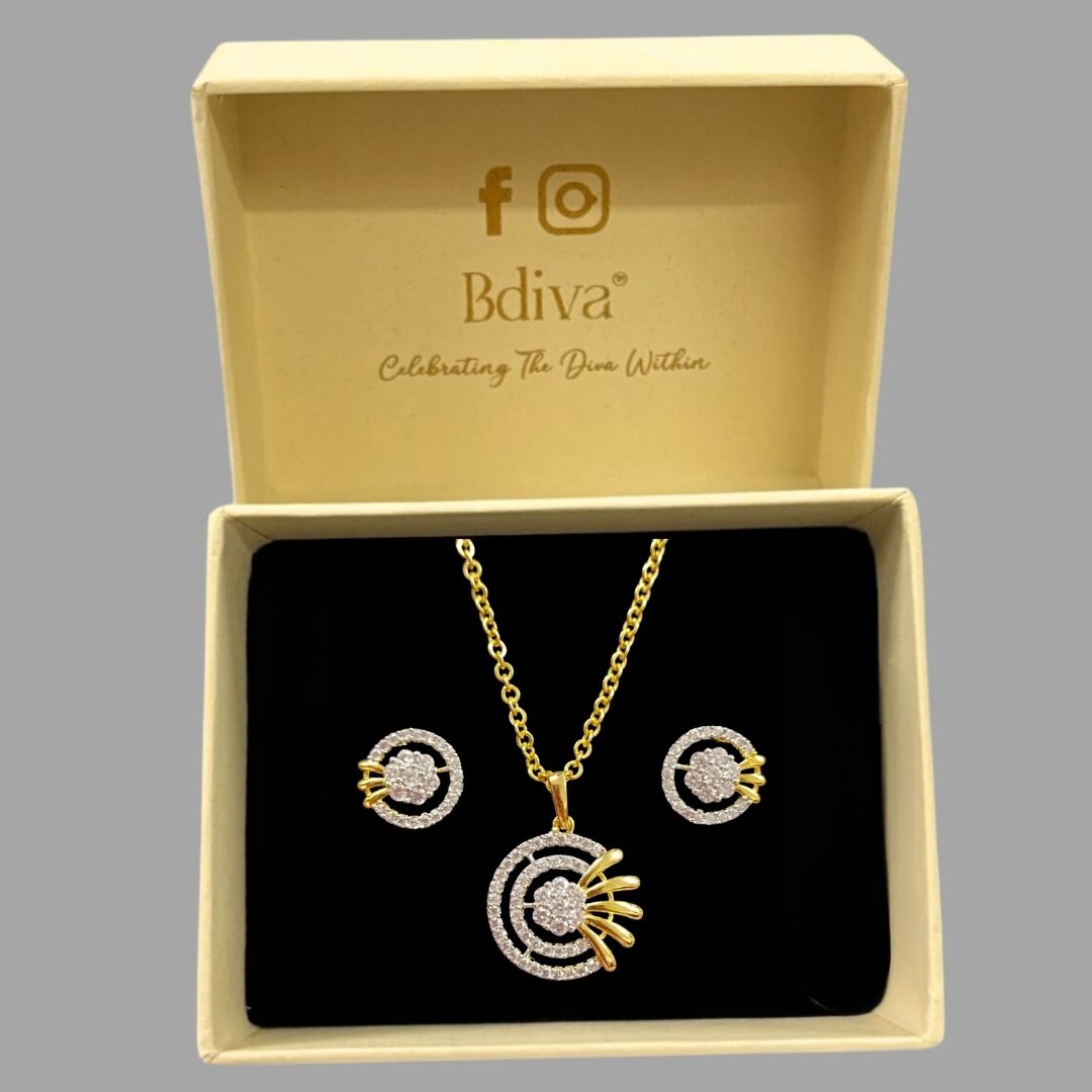Gold Plated Cubic Zirconia Pendant Set