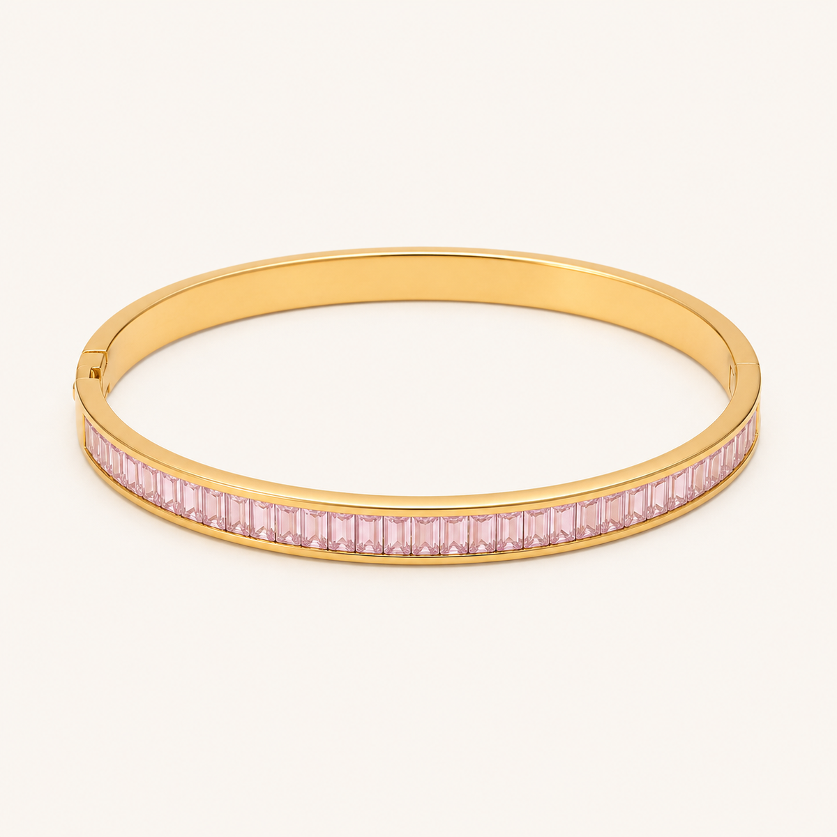 Pink Baguette Crystal Bangle Bracelets