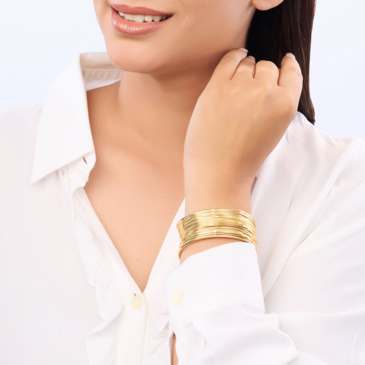 18K Gold Plated, Royal Layered Wire Cuff For Women| Anti Tarnish