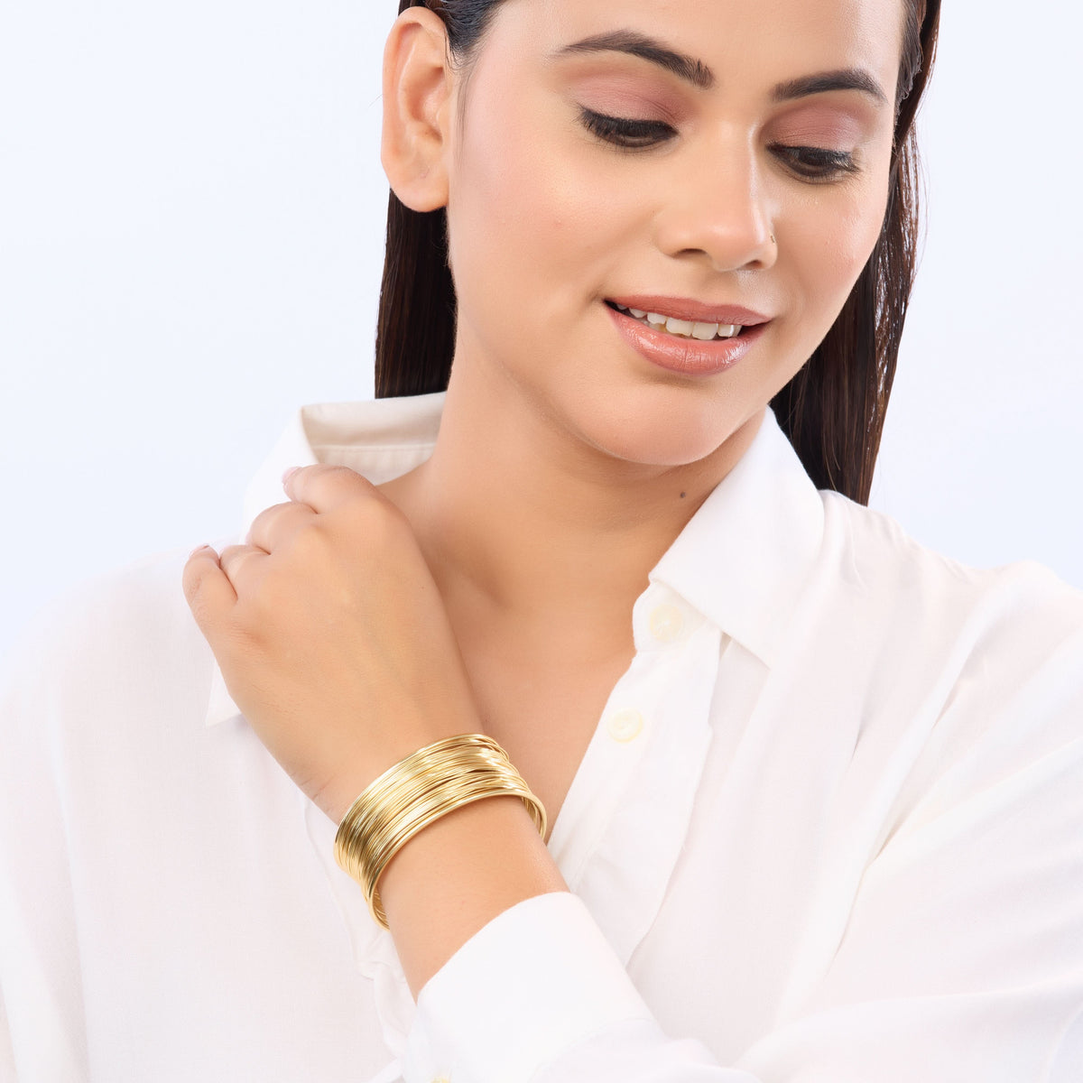 18K Gold Plated, Royal Layered Wire Cuff For Women| Anti Tarnish