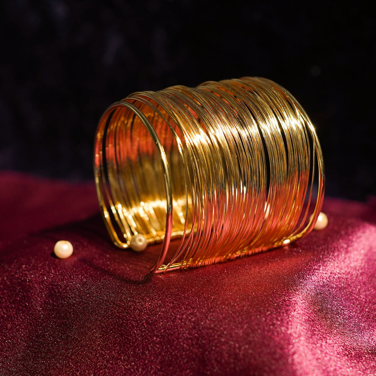 18K Gold Plated, Royal Layered Wire Cuff For Women| Anti Tarnish