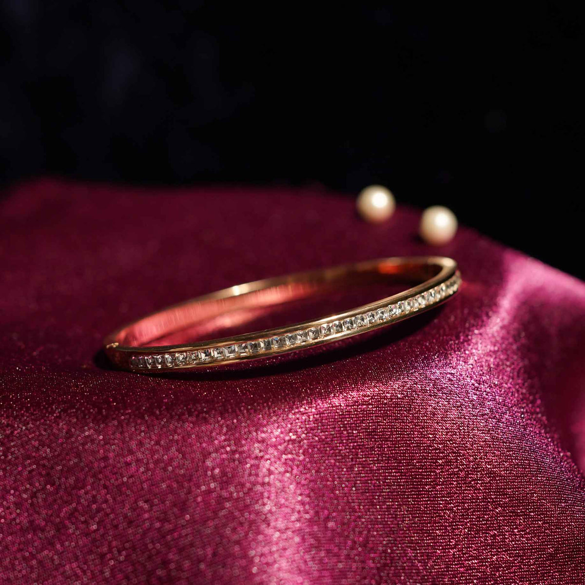 18K Gold Plated, Rose Gold Luxe Solid Bangle For Women| Anti Tarnish