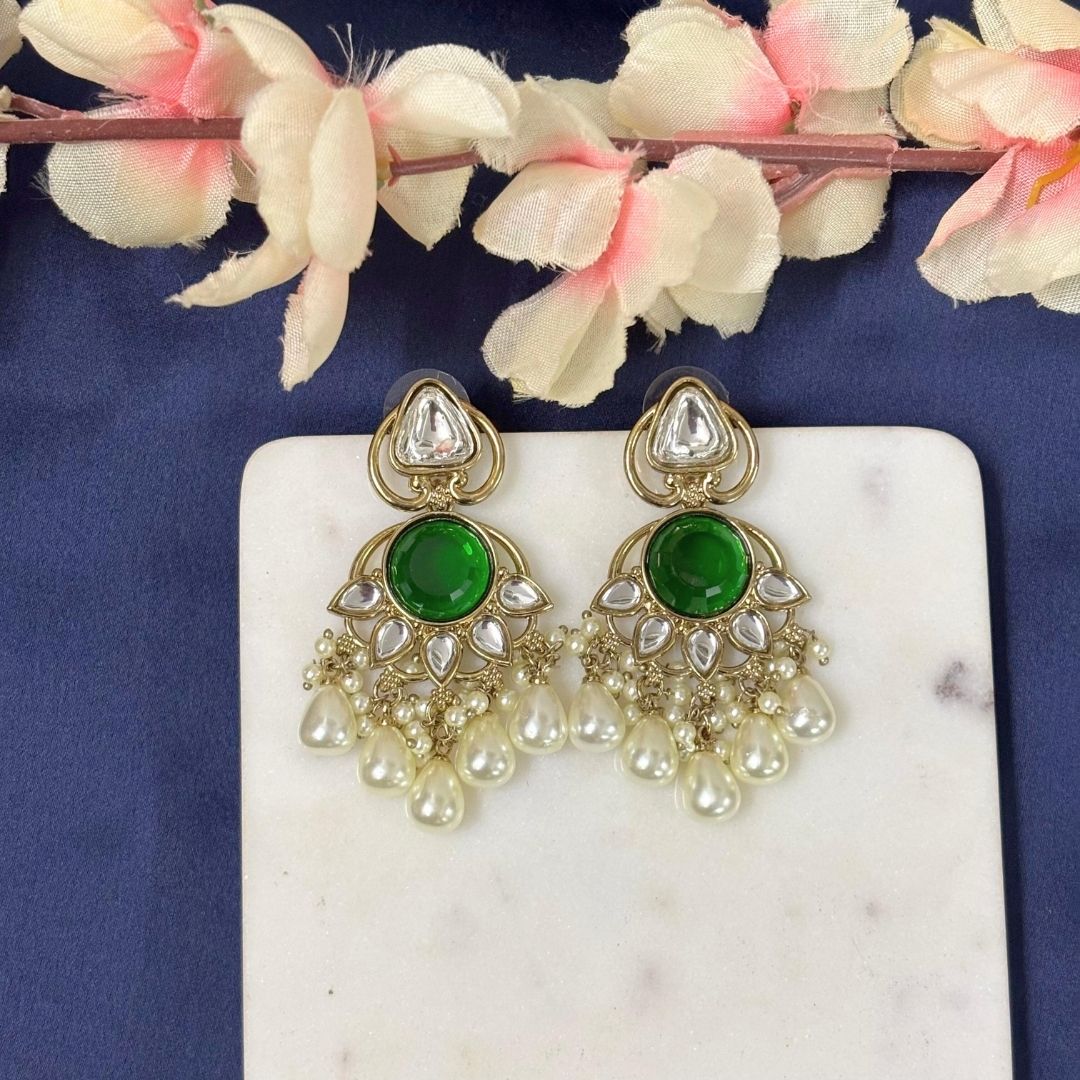 Gold Plated Emerald Earrings