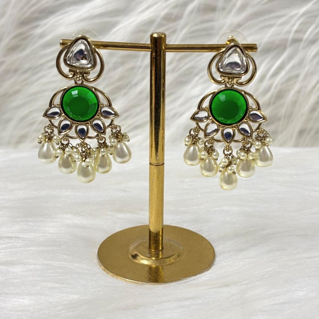 Gold Plated Emerald Earrings