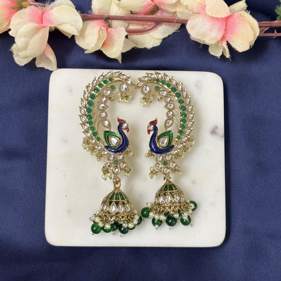 Gold Plated Peacock Earrings