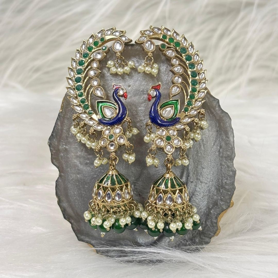 Gold Plated Peacock Earrings