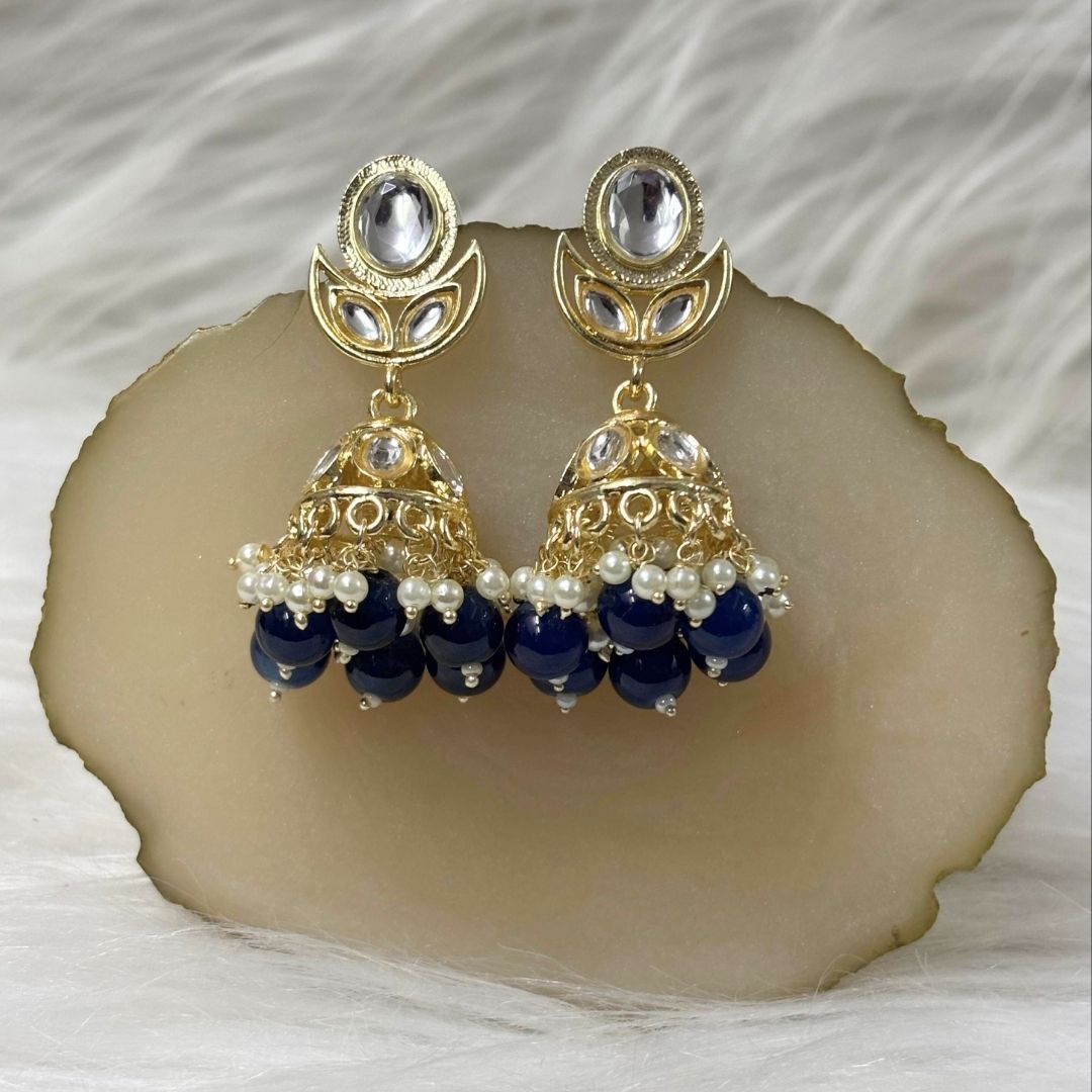 Gold Plated Kundan Jhumki Earrings