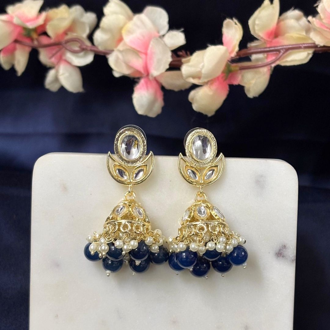 Gold Plated Kundan Jhumki Earrings