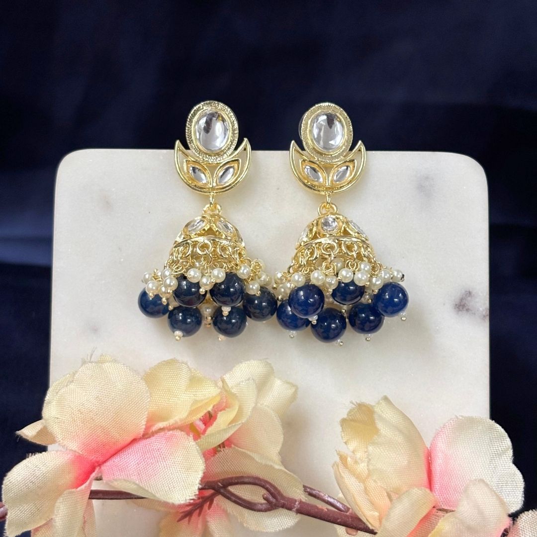Gold Plated Kundan Jhumki Earrings