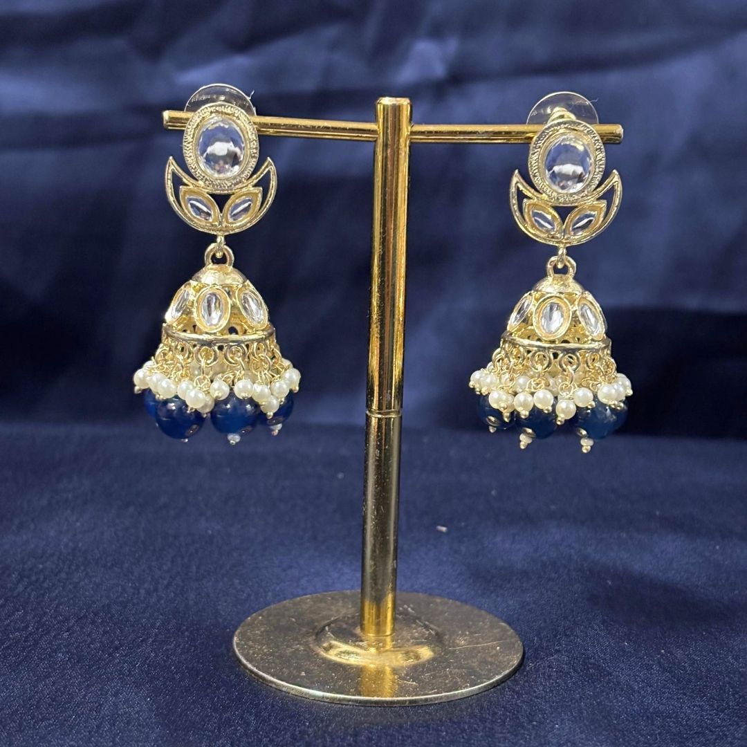 Gold Plated Kundan Jhumki Earrings
