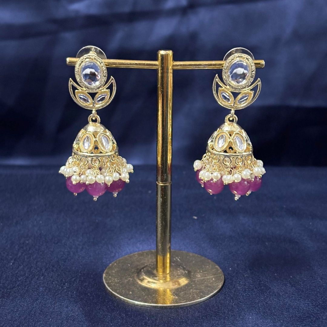 Gold Plated Kundan Jhumki Earrings