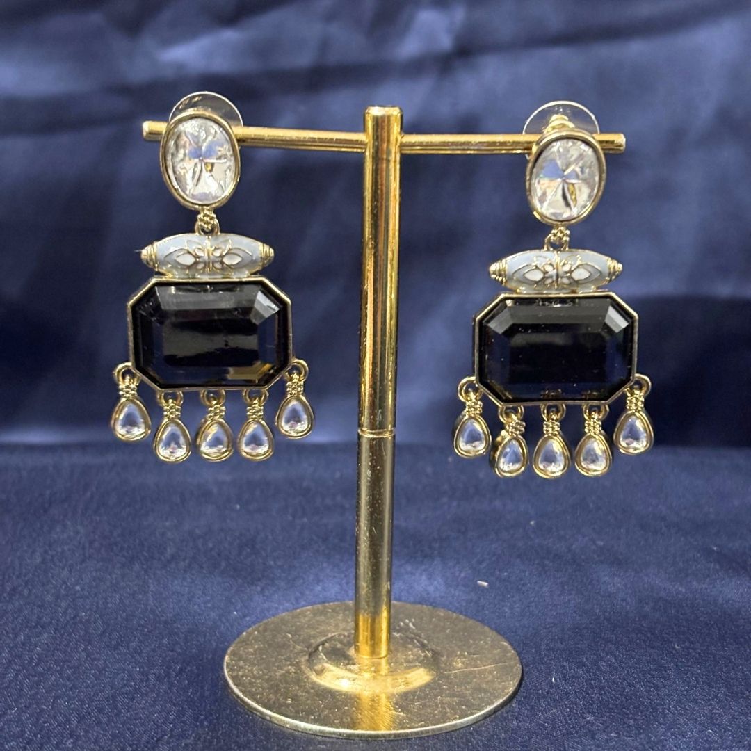 Gold Plated Meenakari Drop Earrings