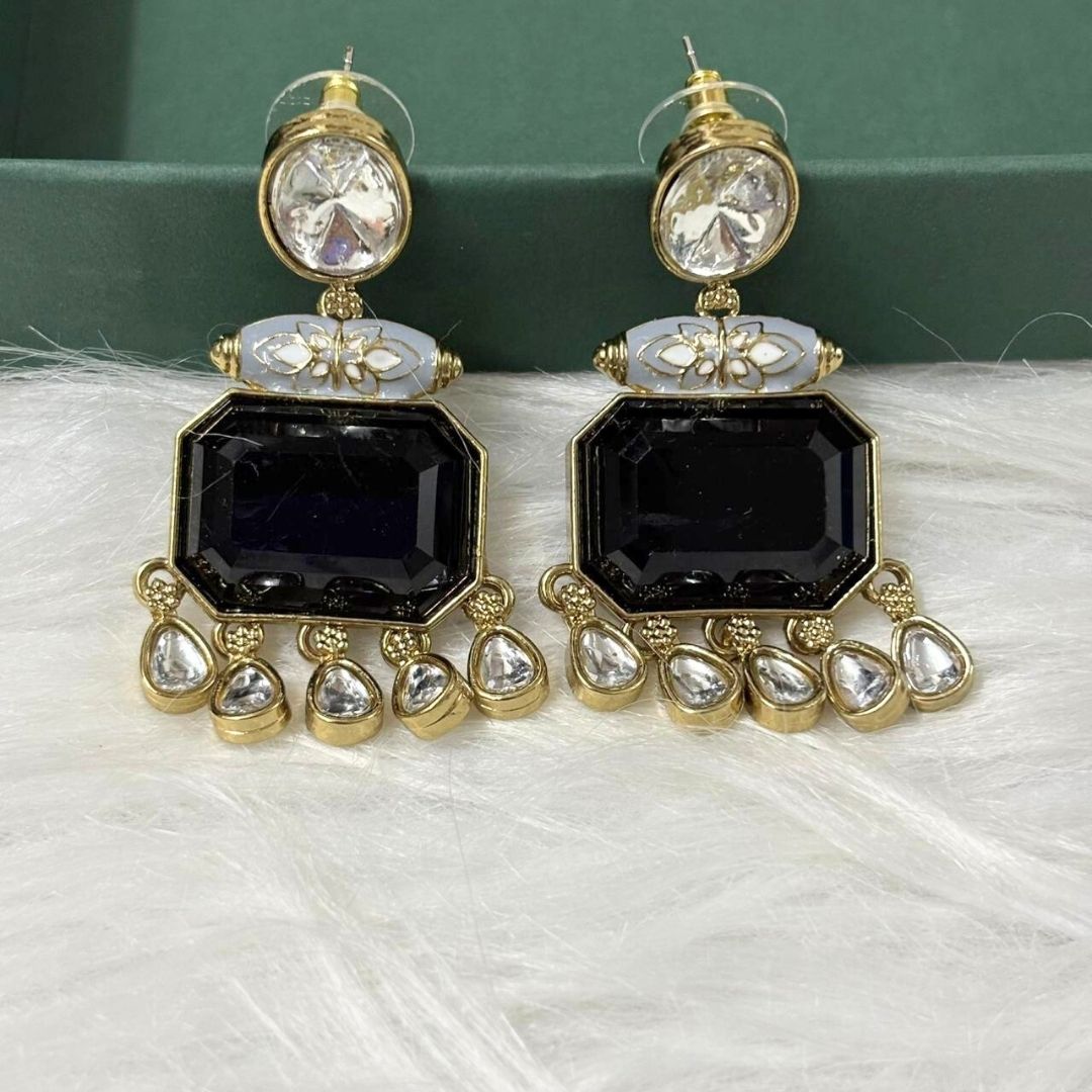 Gold Plated Meenakari Drop Earrings