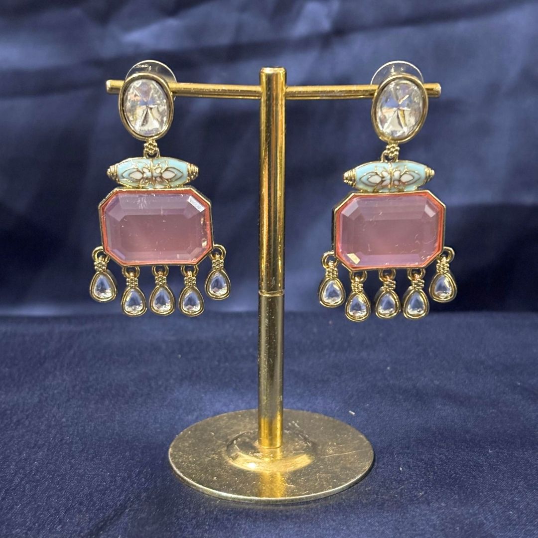Gold Plated Meenakari Drop Earrings