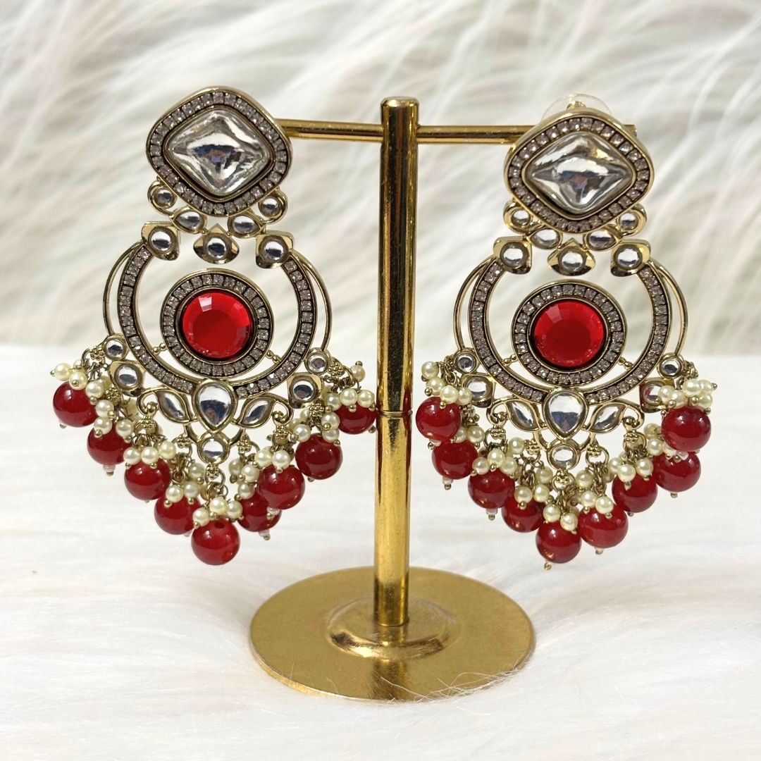 Gold Plated Red Chandbali