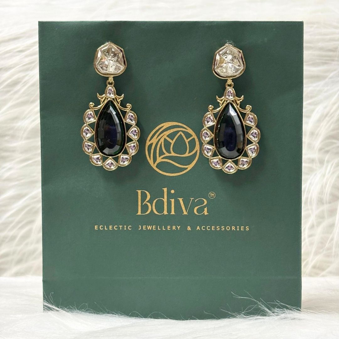 Gold Plated Green Topaz Earrings